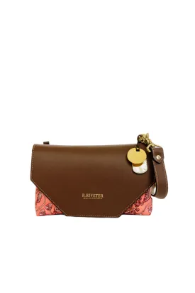 Patton | Rose Bandana Printed Nylon   Brown Leather Saddle Bag