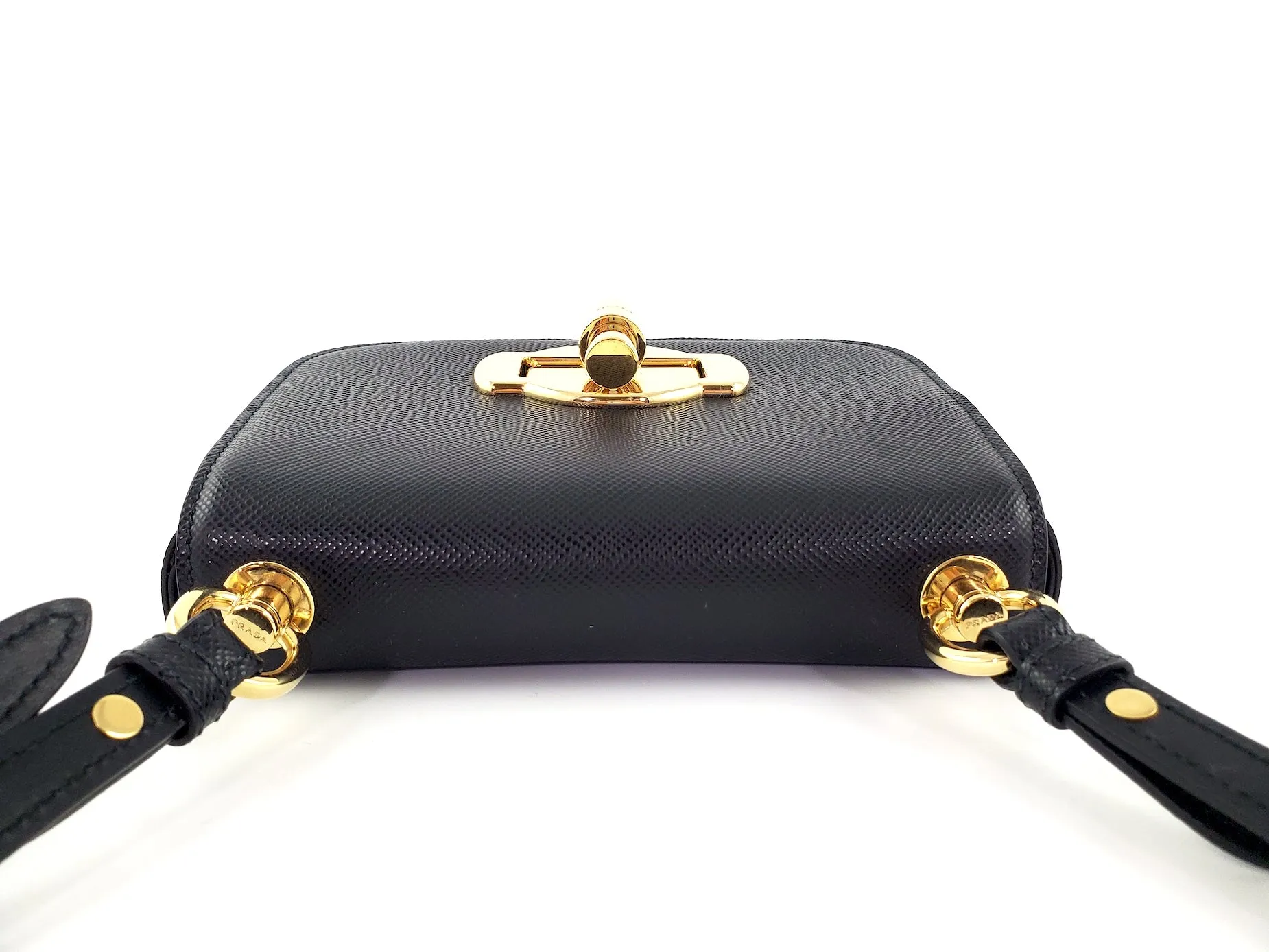 Prada Black 2020 City Saffiano Turn Lock Crossbody Bag