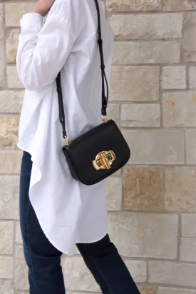 Prada Black 2020 City Saffiano Turn Lock Crossbody Bag