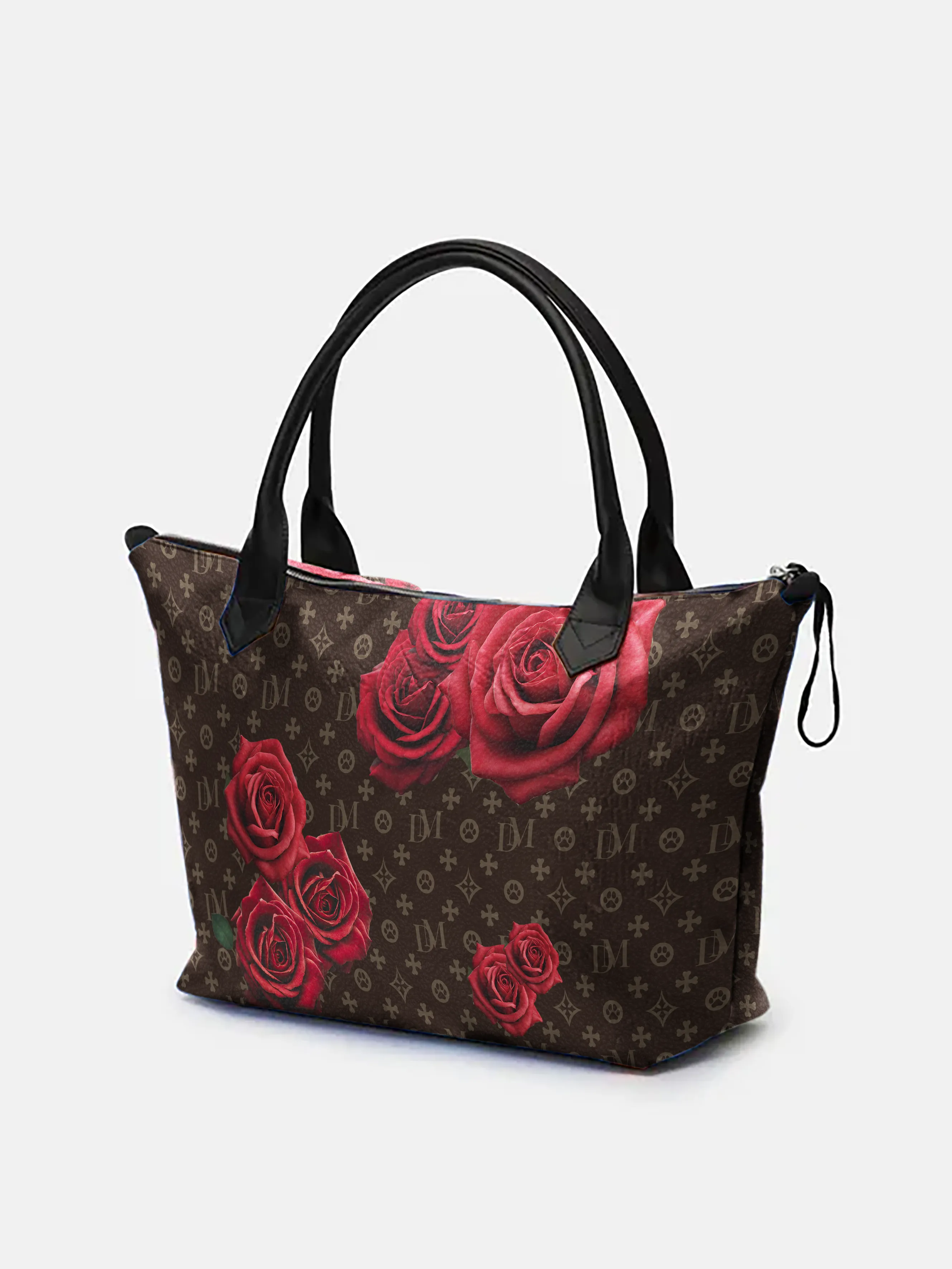 Premium Dog Mom Luxury Leather "ALEXIA" Pink Rose Zip Tote