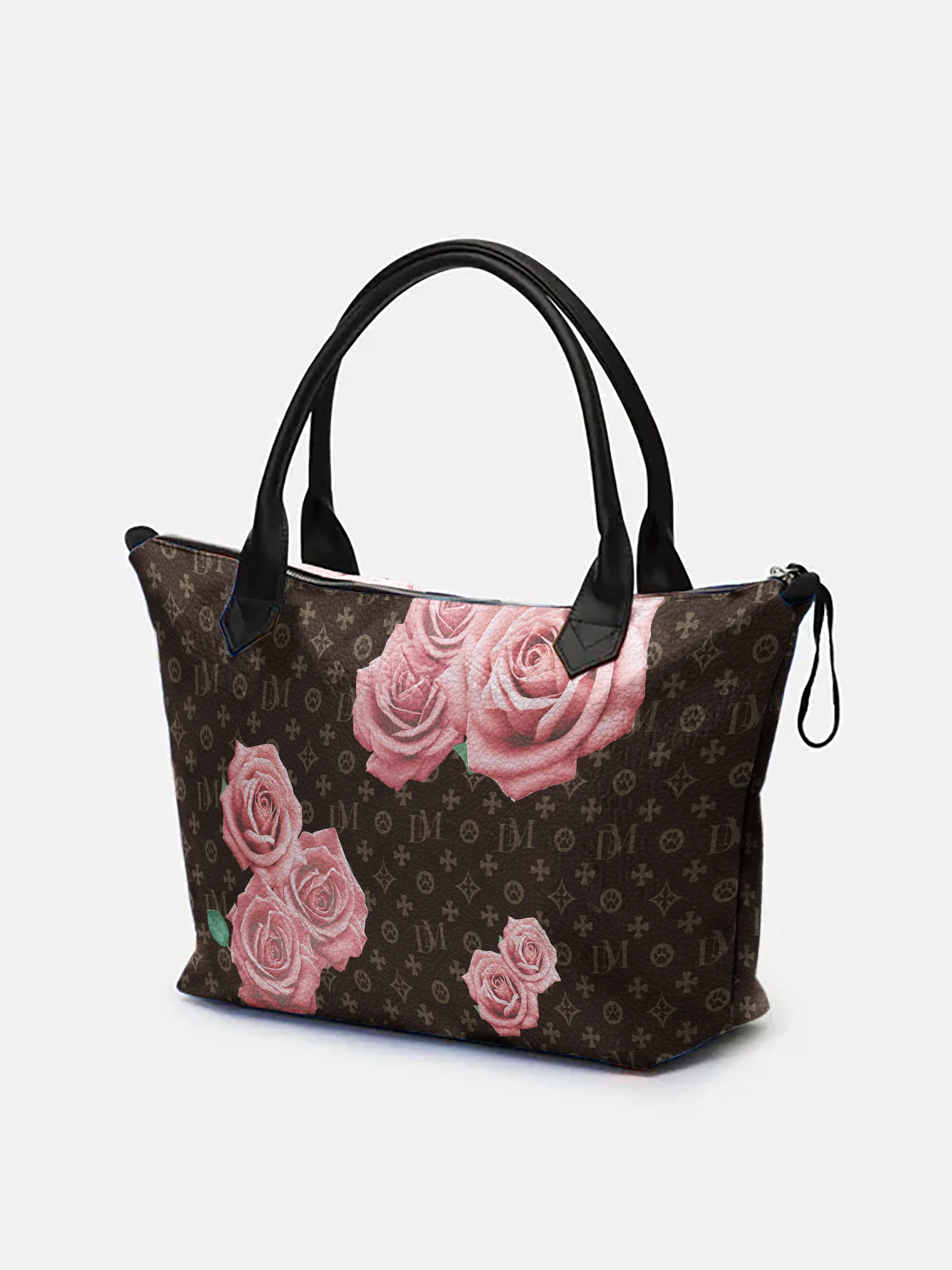 Premium Dog Mom Luxury Leather "ALEXIA" Pink Rose Zip Tote
