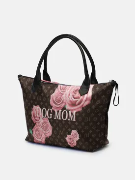 Premium Dog Mom Luxury Leather "ALEXIA" Pink Rose Zip Tote