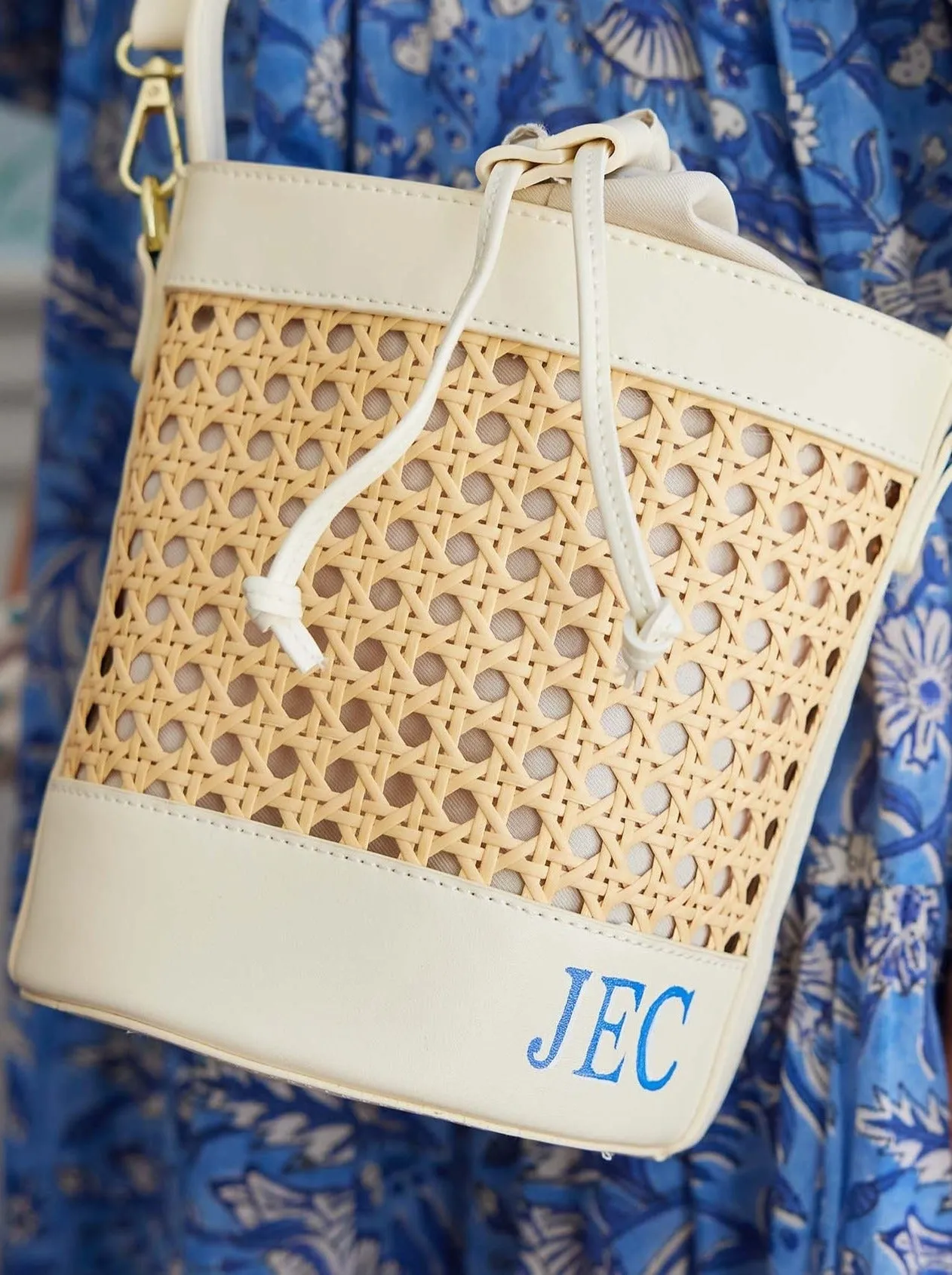 Riviera Rattan Bucket Tote