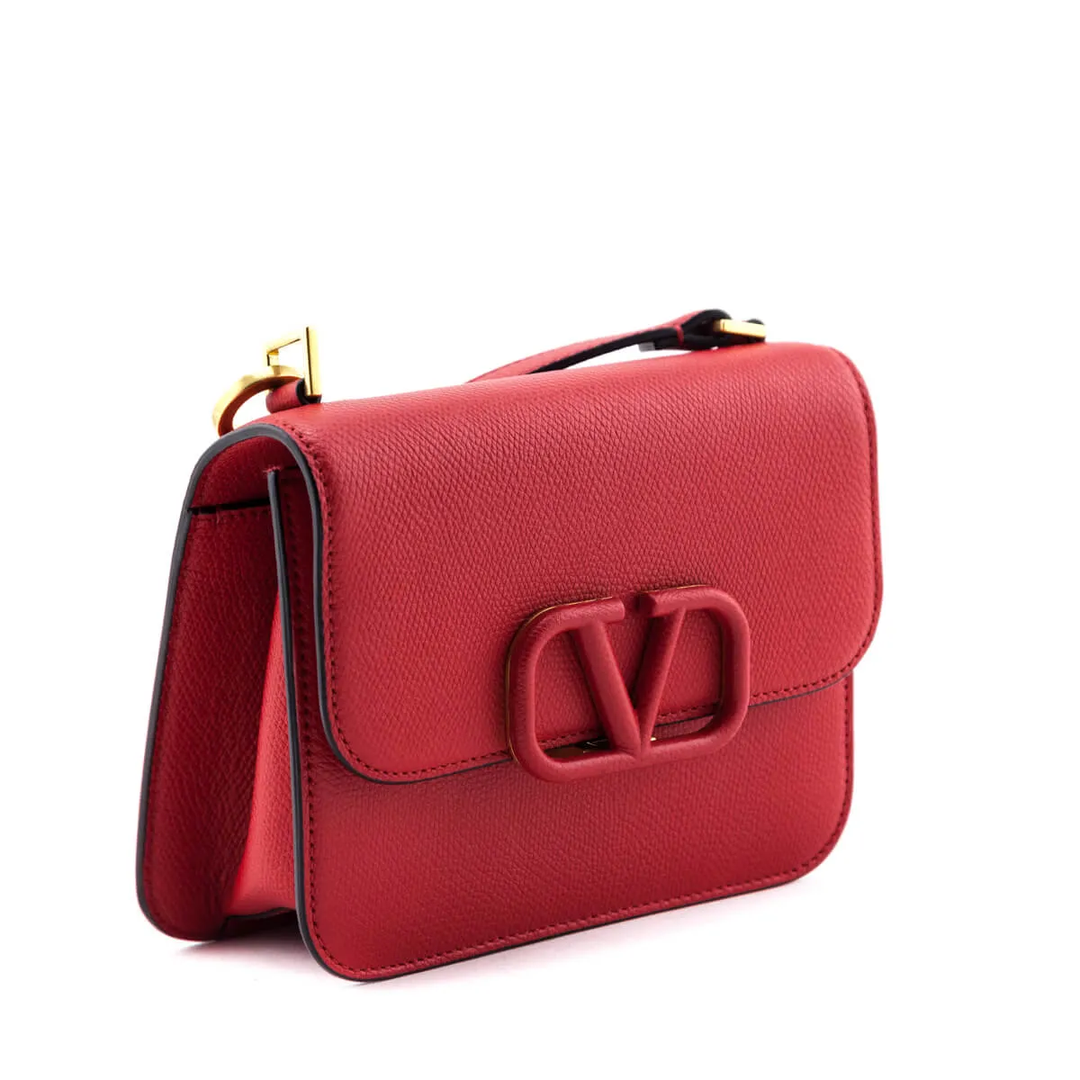 Valentino Rouge Pur Cerise Grainy Calfskin Small VSling Crossbody Bag
