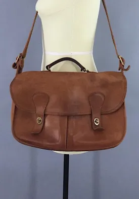 Vintage 1970s Coach Tan Leather Musette Messenger Bag