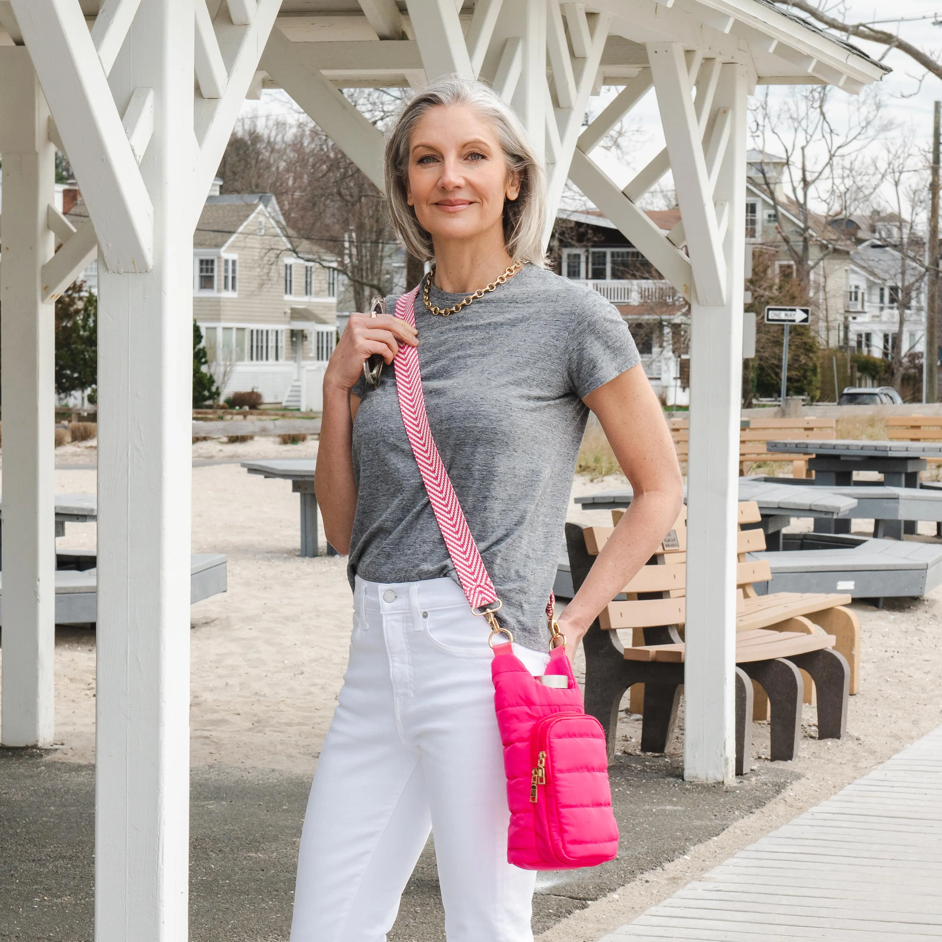 WanderFull HydroBag Dark Pink Crossbody w/ Printed Strap
