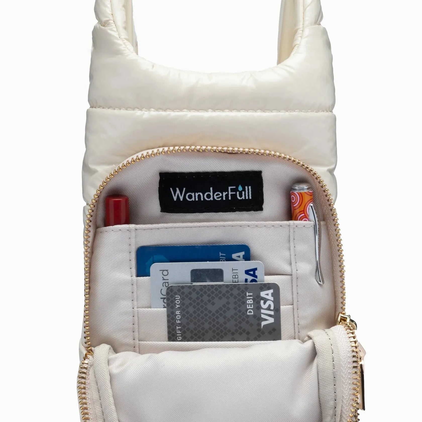 Wanderfull Ivory Glossy HydroBag with Light Patterned Strap