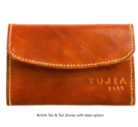 Womens Compact Wallet - Tan Interior - Embossed Initials