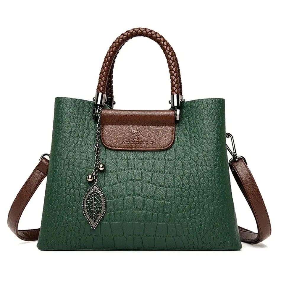 Women's Designer Soft Leather Handbag - 3-Layer Large Capacity Shoulder & Crossbody Tote